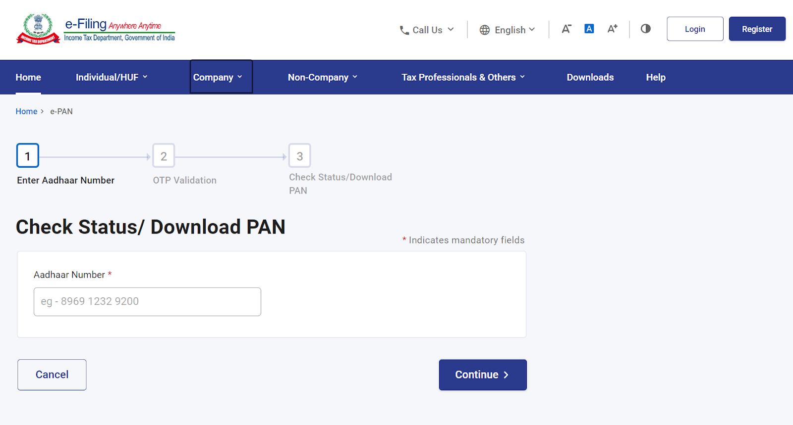 Instant e-PAN Download